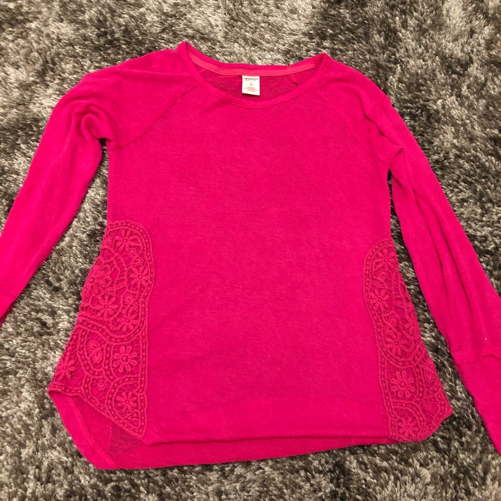Pink lace long sleeve top